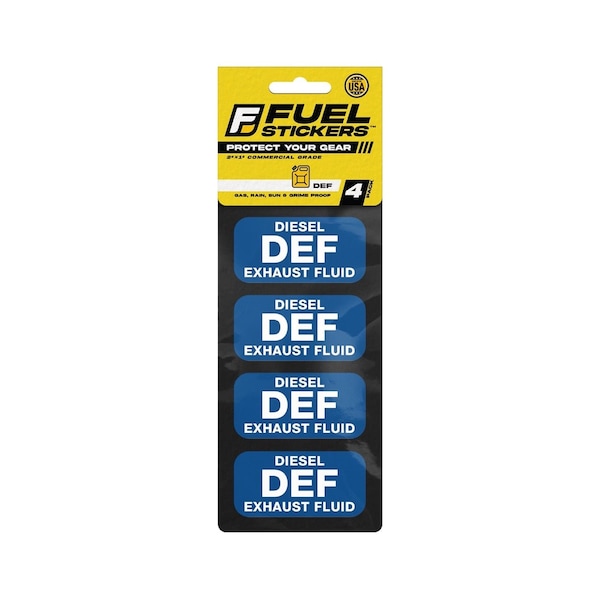 Fuel Stickers DEF Sticker, Diesel Exhaust Fluid Label: Fluid Safety, Hvy-Dty, White/Blue, 2''x1'', 4PK Z-2X1DEF-4PK - main